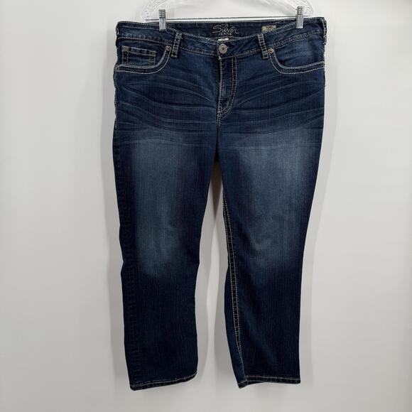 Silver Jeans Co Jeans Womens 20 Dark Blue Suki Capri Plus Size Mid Rise Faded - Picture 1 of 13